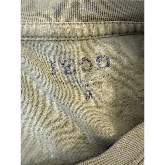 Izod Shirt Mens Medium Army Green Chest Pocket Casual Short Sleeve Crewneck Tee - Picture 4 of 7